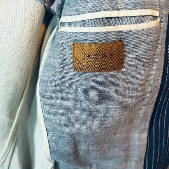 JACHS Two-Button Half-Lined Pinstripe Sportscoat
